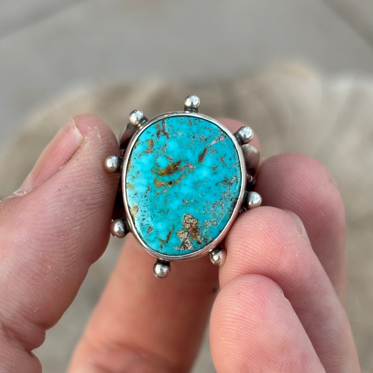 Split-shank Burst Ring with Pilot Mountain Turquoise