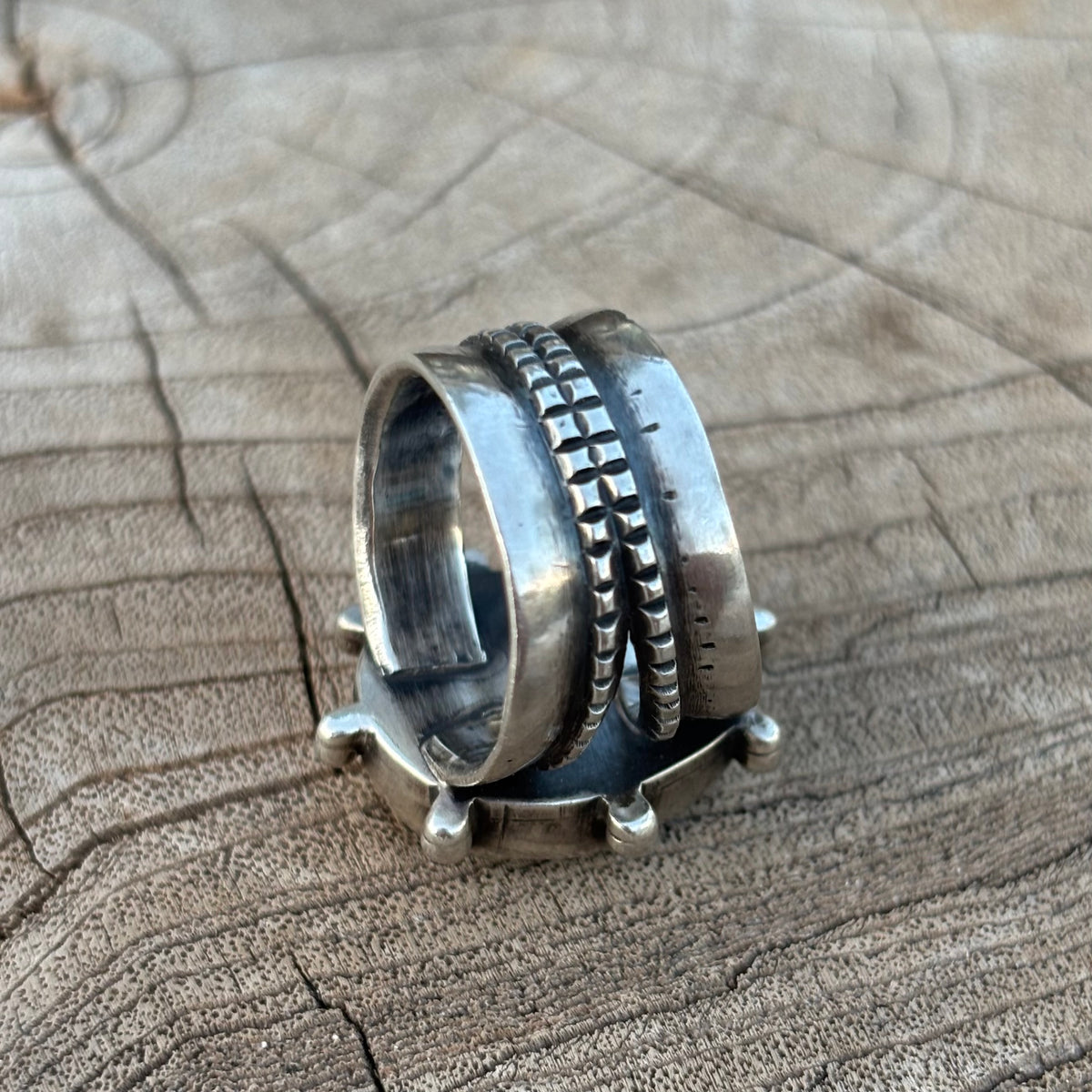 Split-shank Burst Ring with Pilot Mountain Turquoise
