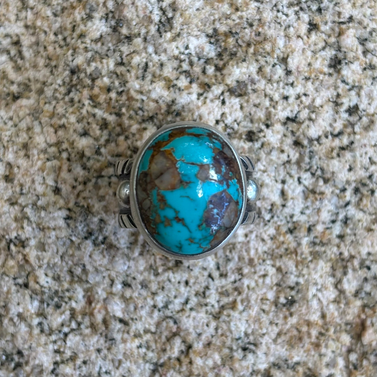 Chased Ring with Royston Turquoise