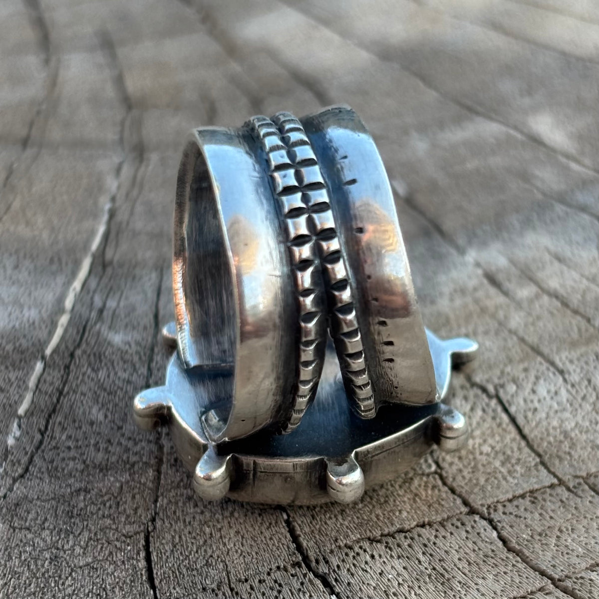 Split-shank Burst Ring with Pilot Mountain Turquoise