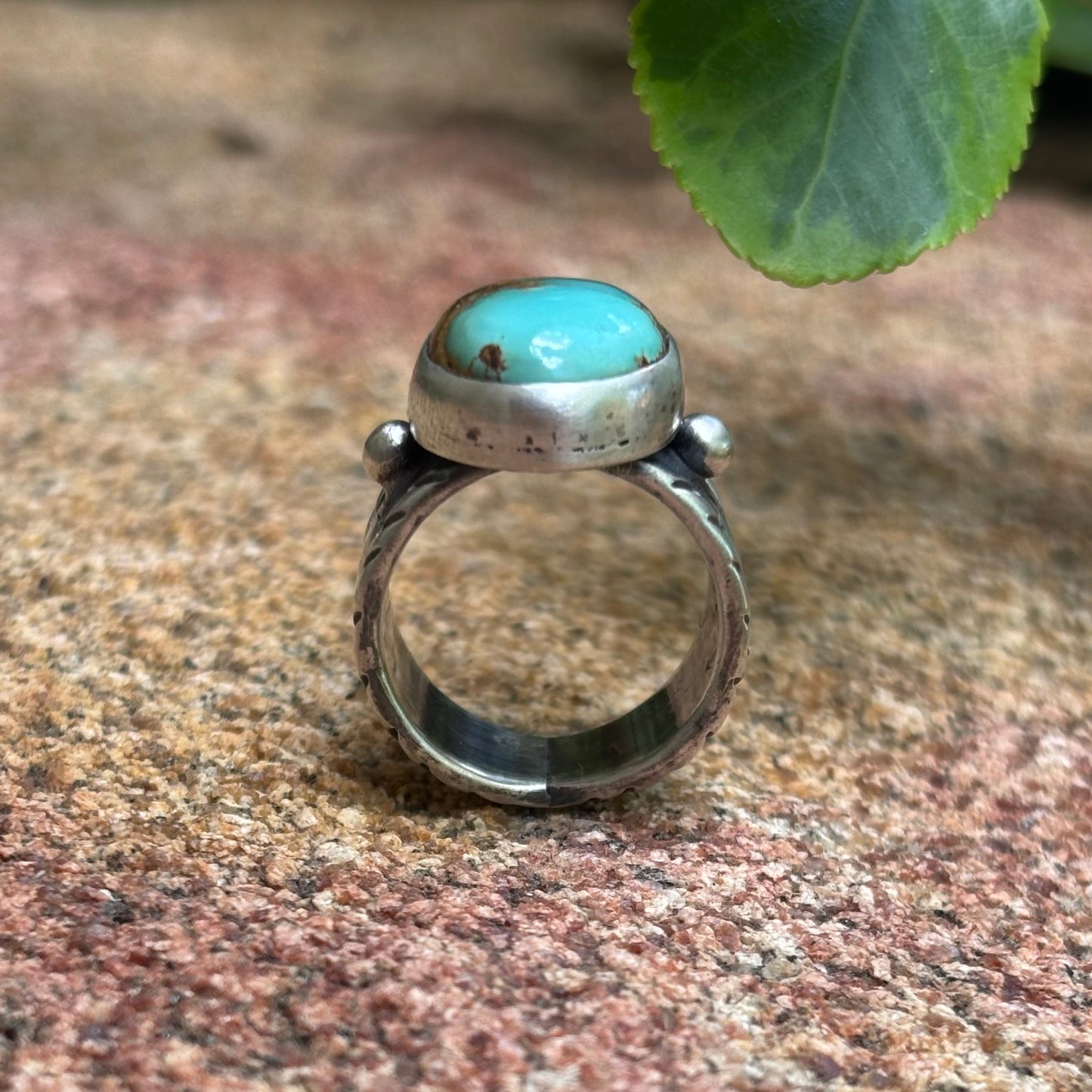 Chased Ring with Royston Turquoise