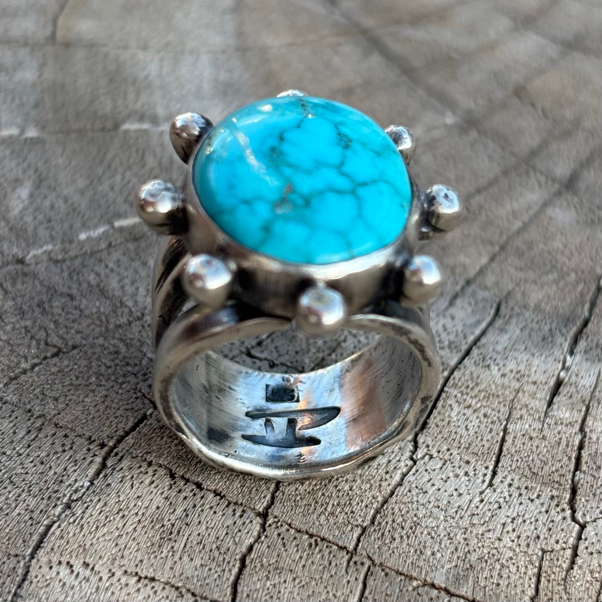 Triple-shank Burst Ring With Fox Turquoise