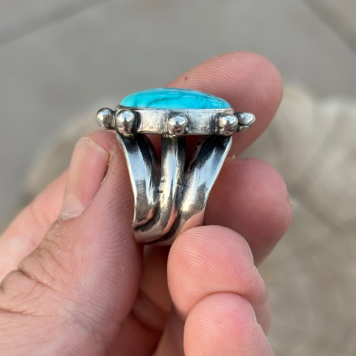 Triple-shank Burst Ring With Fox Turquoise