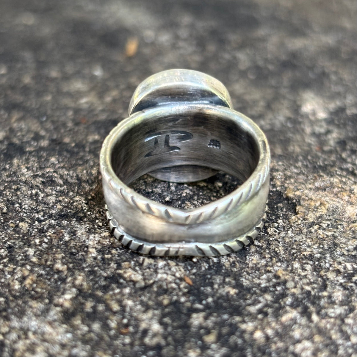 Chased Ring with Royston Turquoise