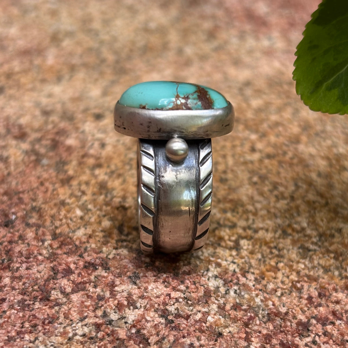 Chased Ring with Royston Turquoise