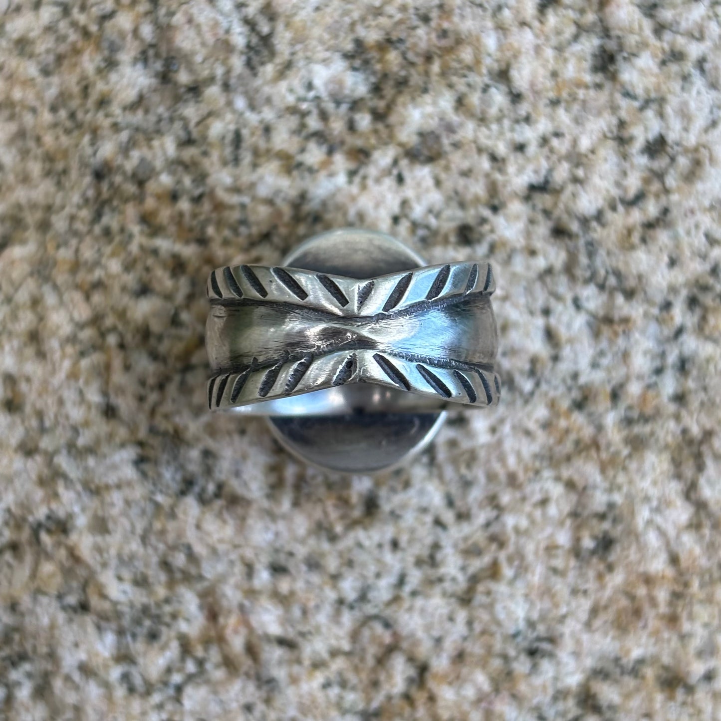 Chased Ring with Royston Turquoise
