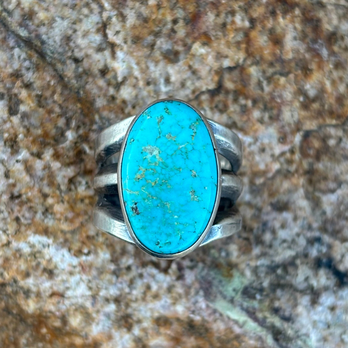 Triple-shank ring with Fox Turquoise
