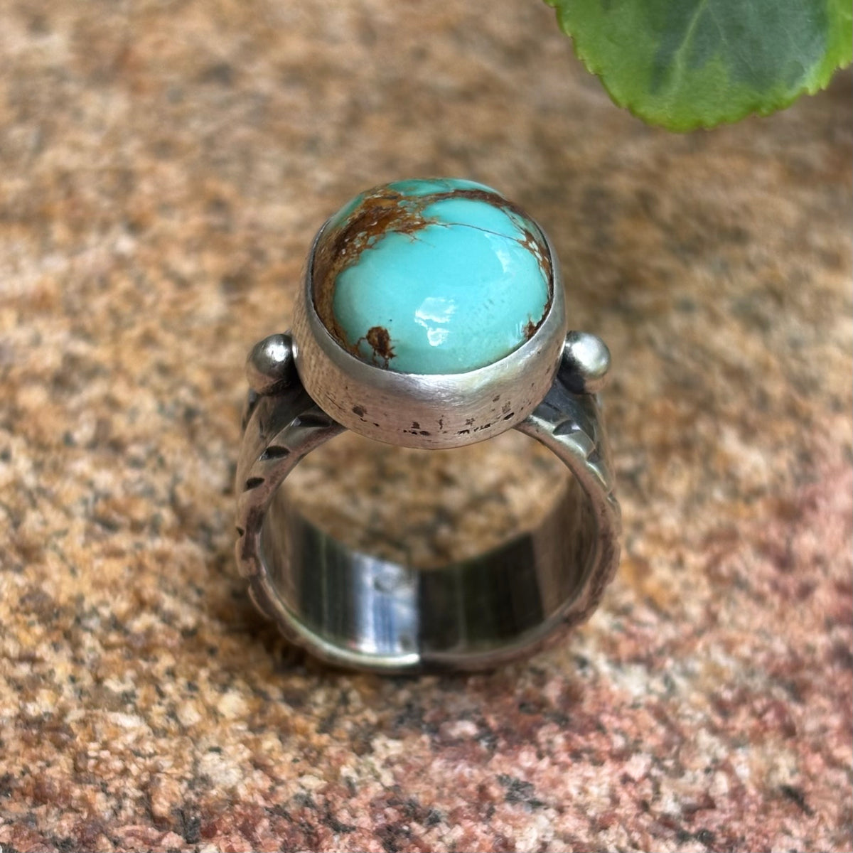 Chased Ring with Royston Turquoise