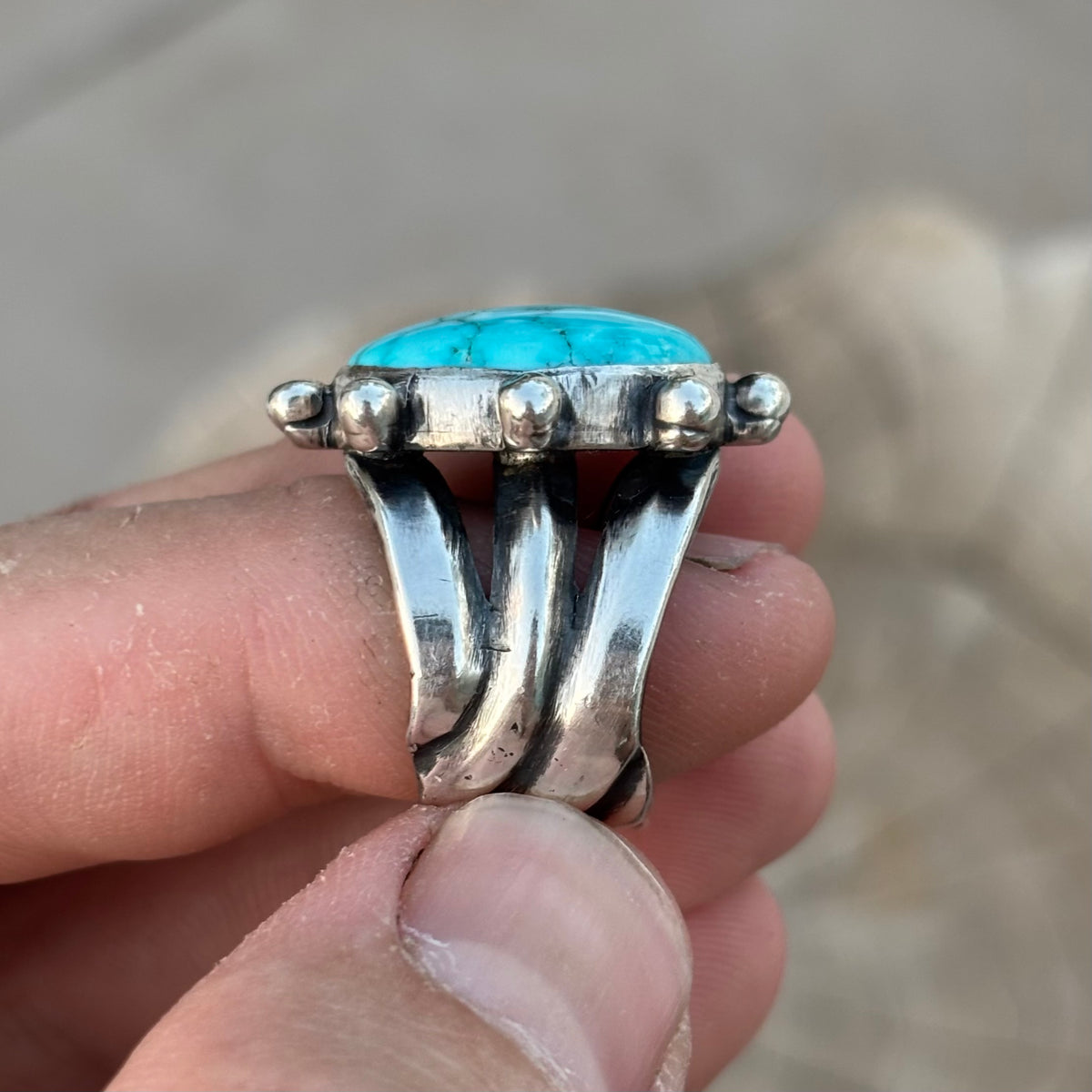 Triple-shank Burst Ring With Fox Turquoise