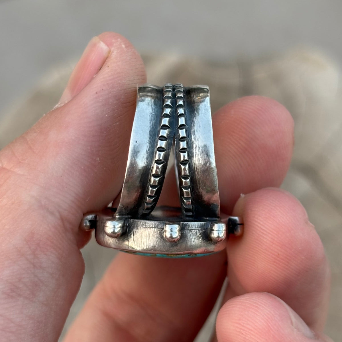 Split-shank Burst Ring with Pilot Mountain Turquoise