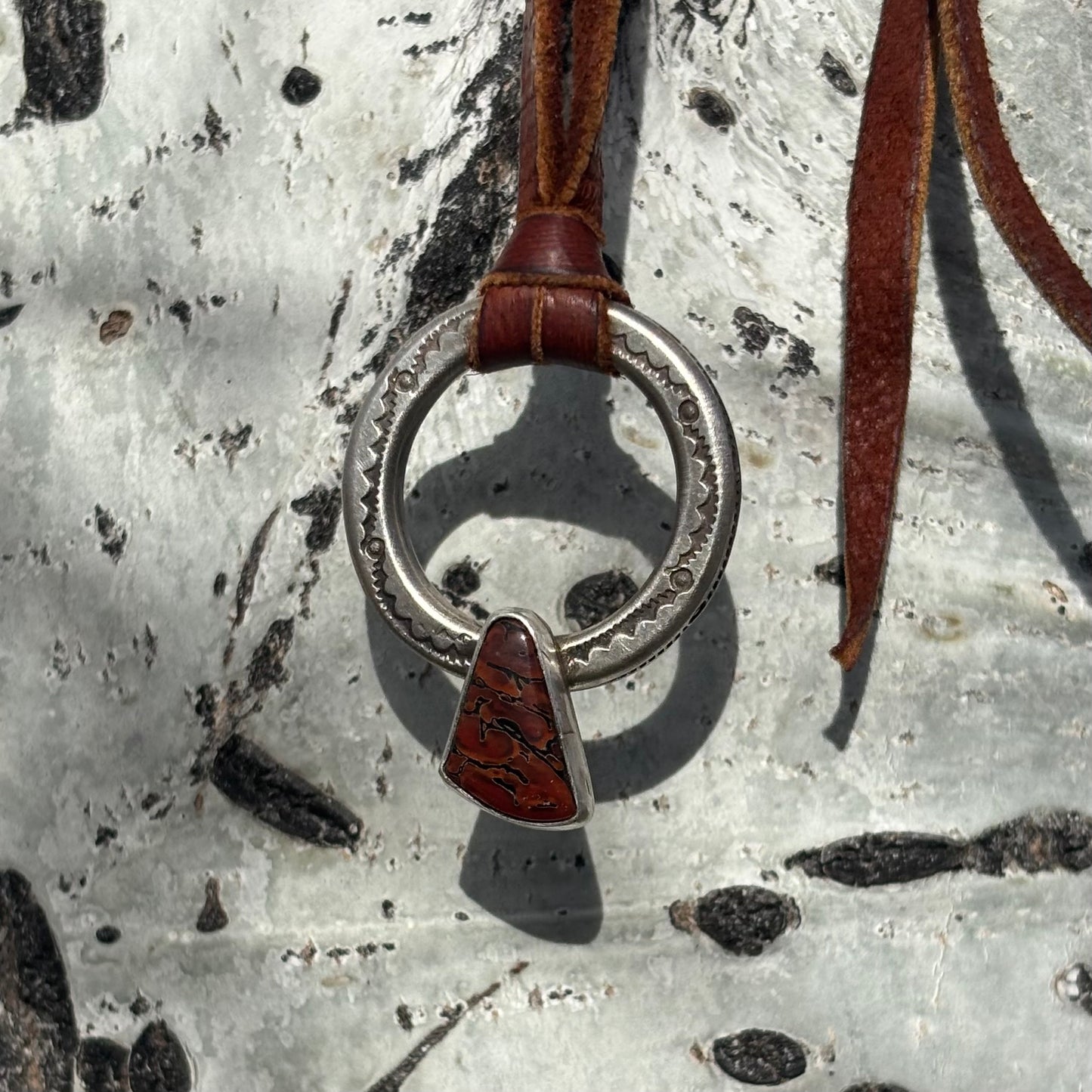 Traveler's Pendant with Fossilized Dinosaur Bone