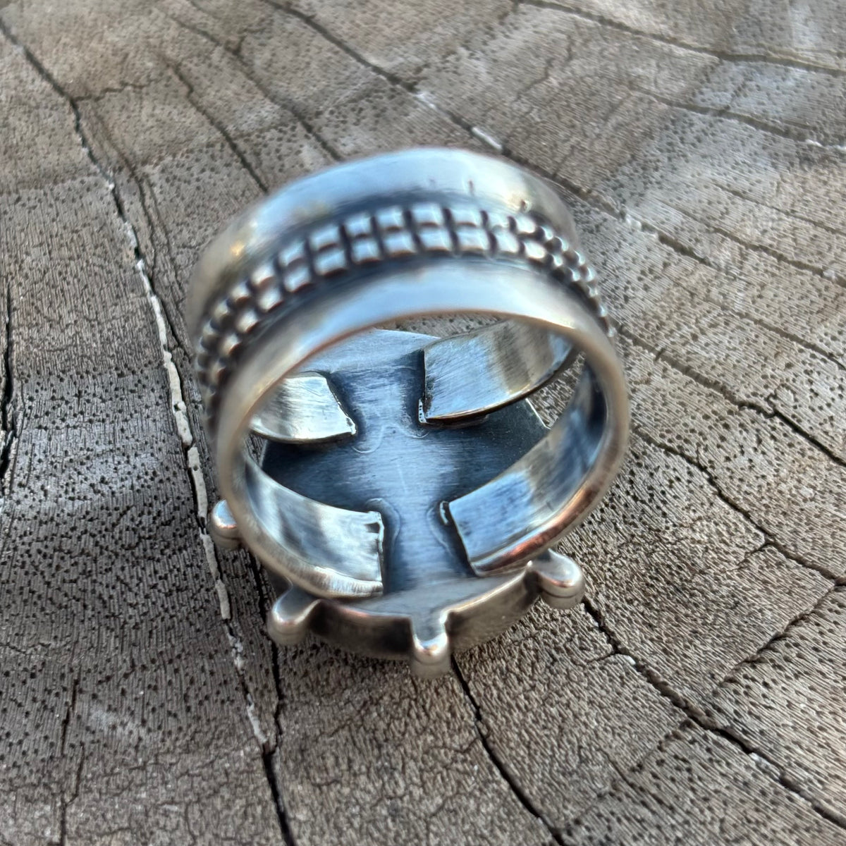 Split-shank Burst Ring with Pilot Mountain Turquoise