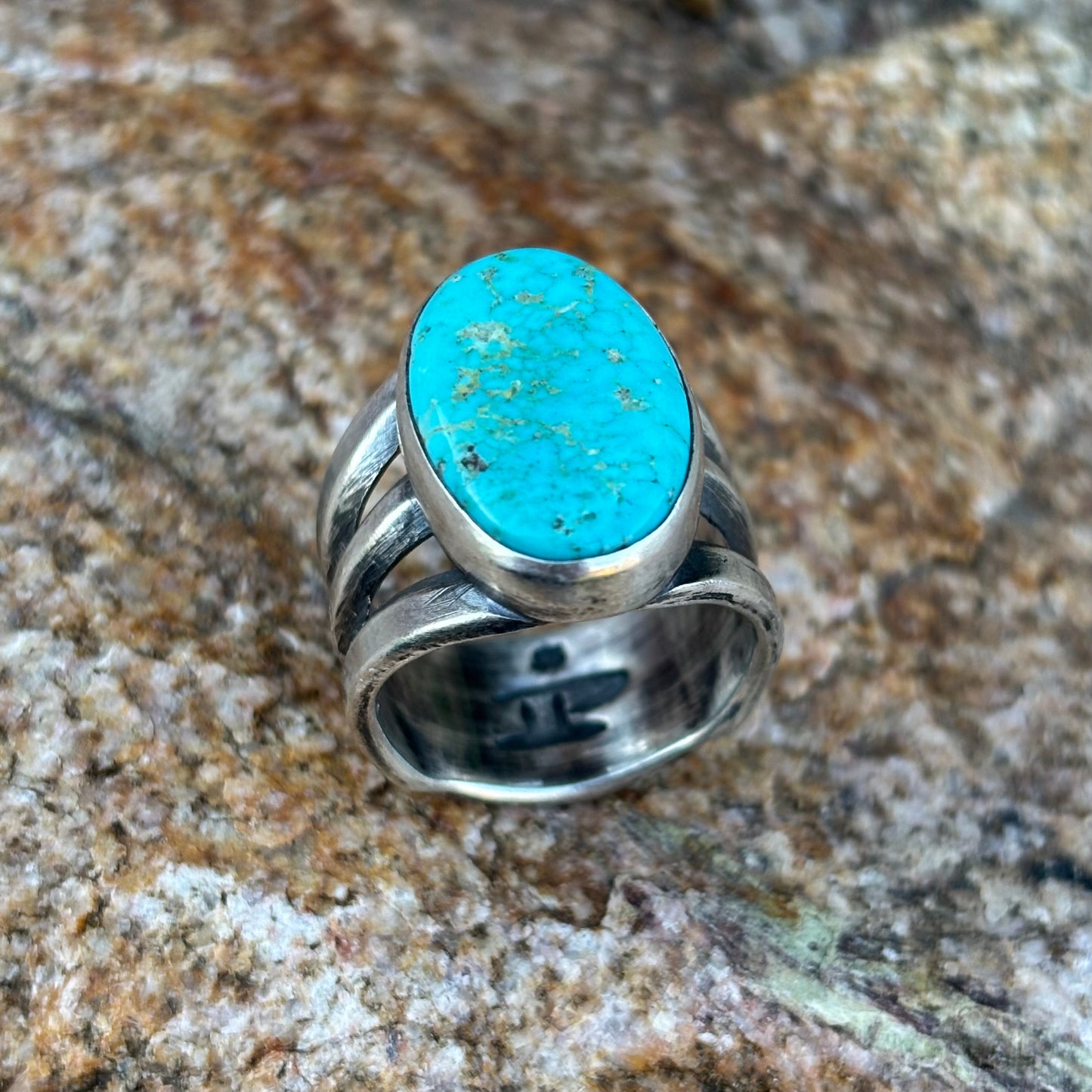 Triple-shank ring with Fox Turquoise