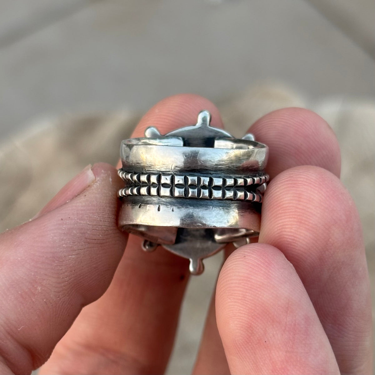 Split-shank Burst Ring with Pilot Mountain Turquoise