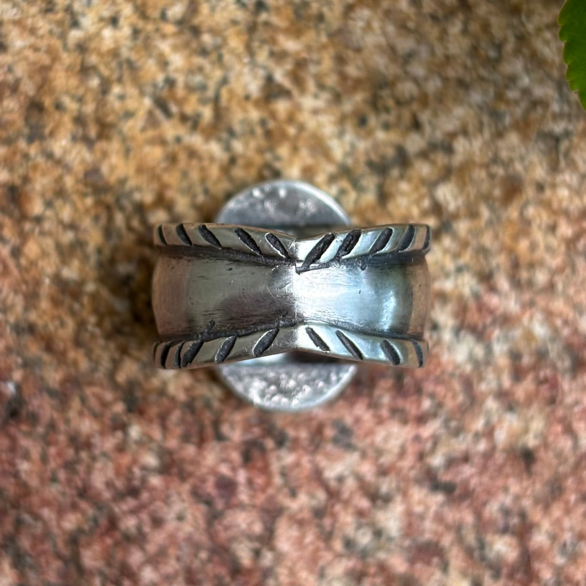 Chased Ring with Royston Turquoise