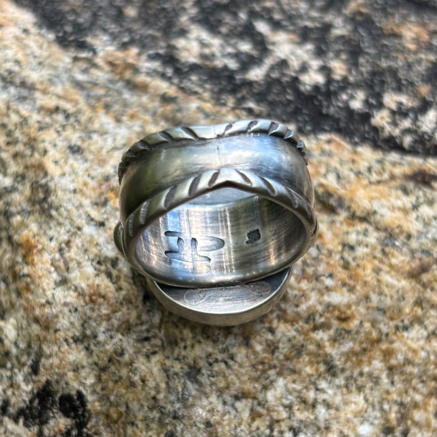 Chased Ring with Cheyenne Turquoise