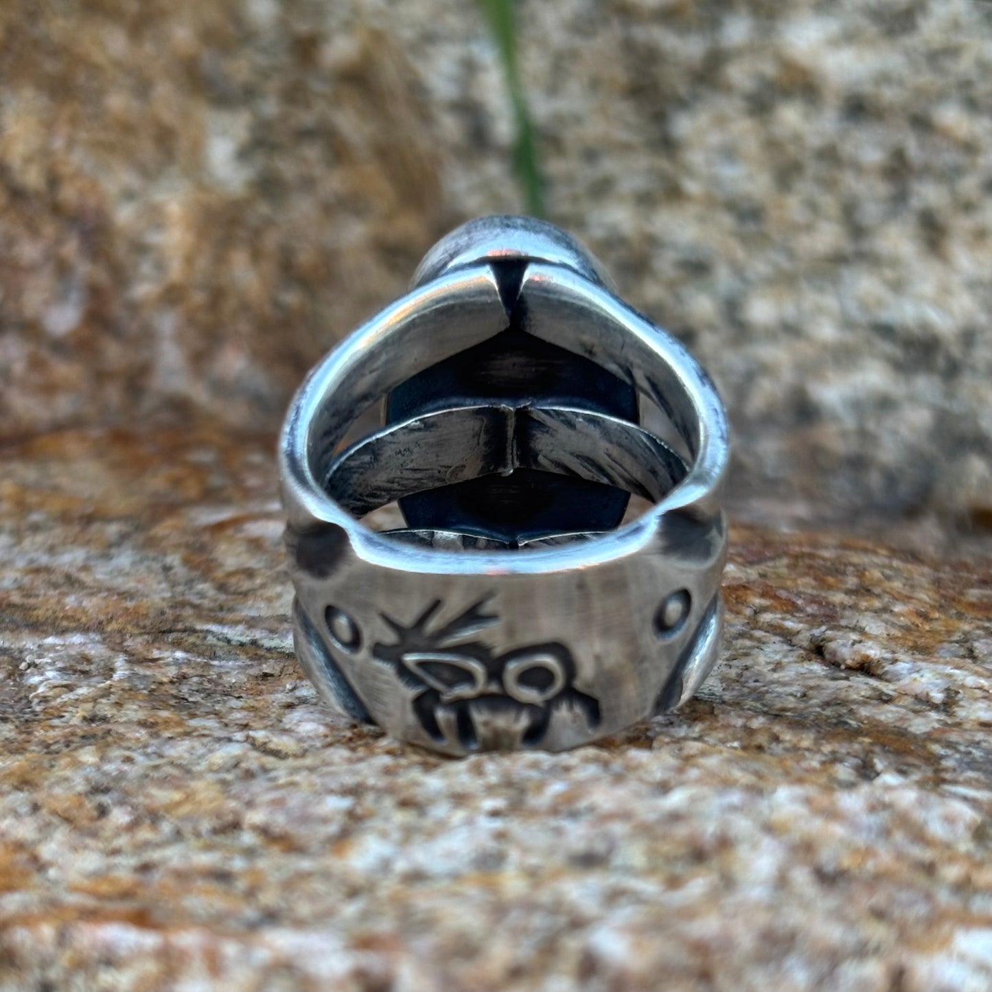 Triple-shank ring with Fox Turquoise
