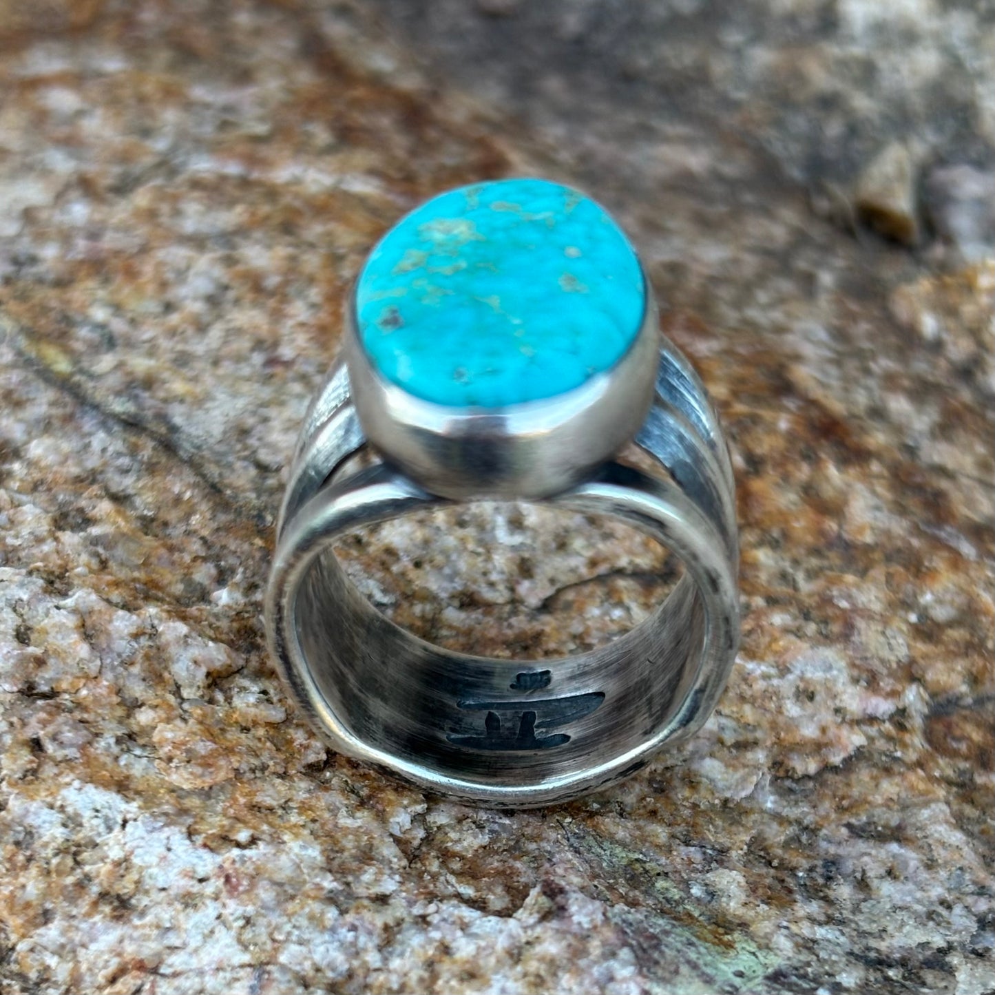 Triple-shank ring with Fox Turquoise