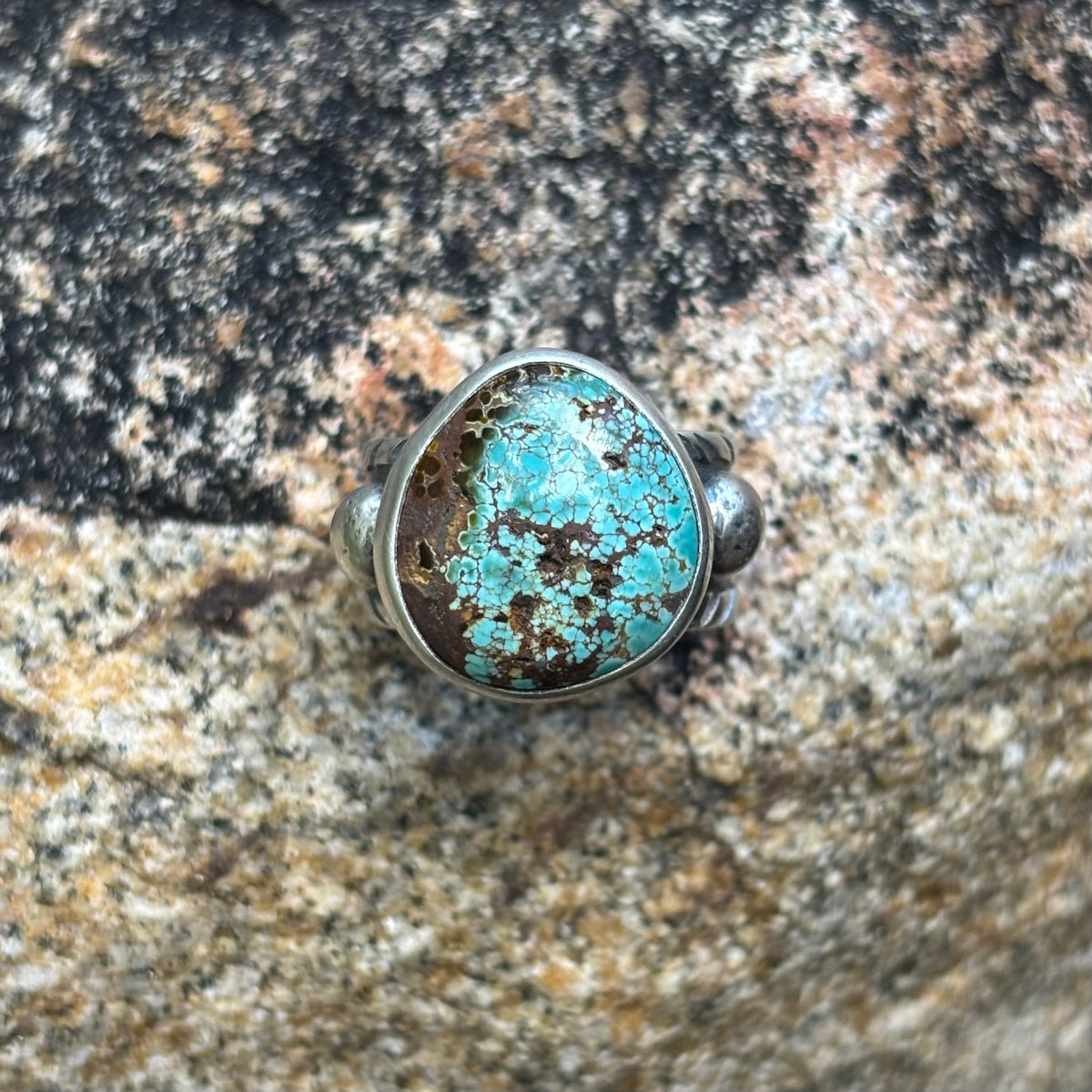 Chased Ring with Cheyenne Turquoise
