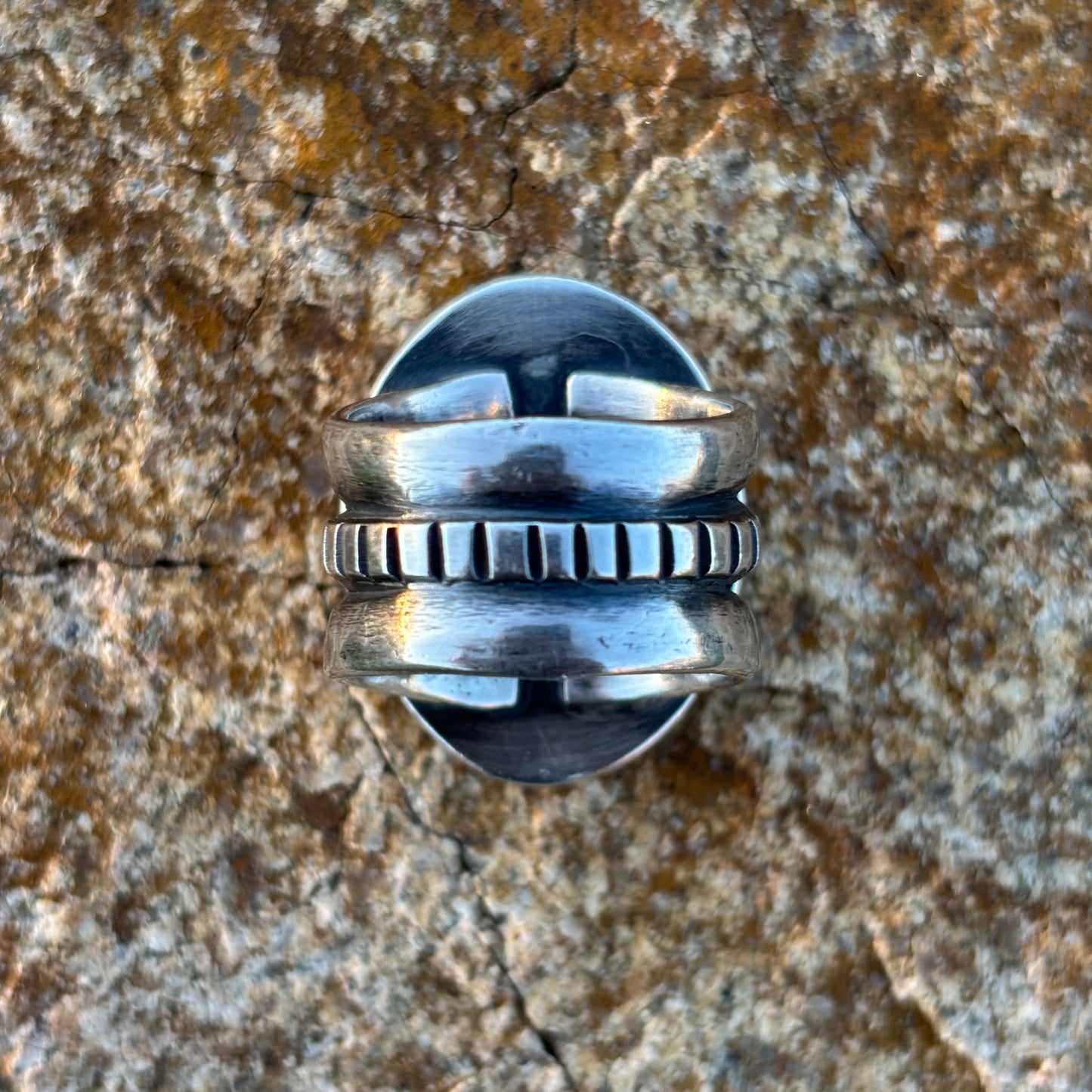 Triple-Shank Ring with Large Fox Turquoise