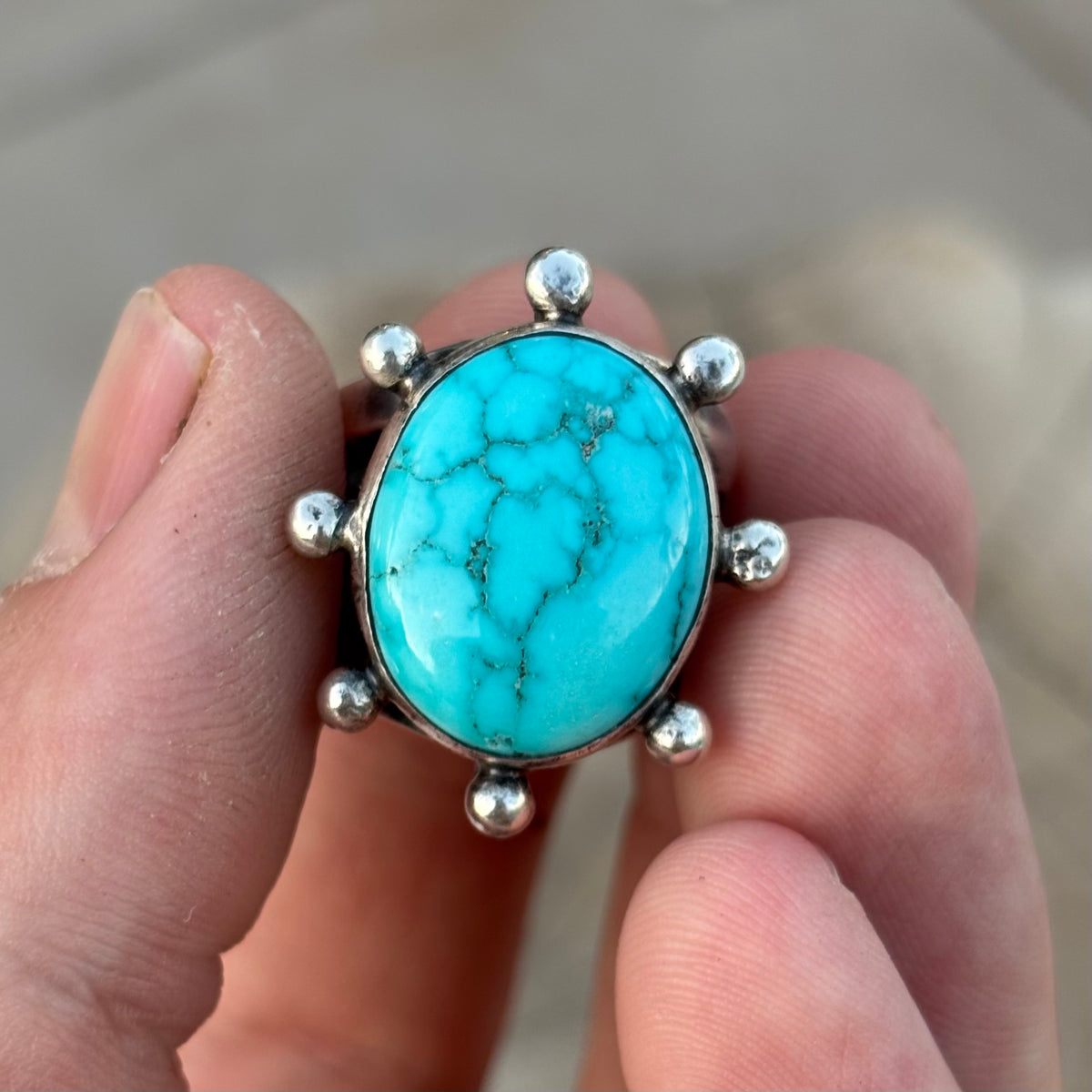Triple-shank Burst Ring With Fox Turquoise
