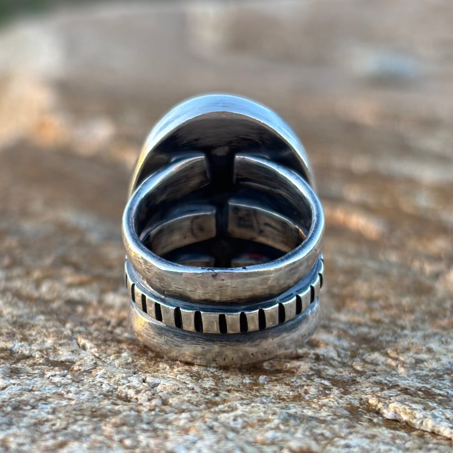 Triple-Shank Ring with Large Fox Turquoise