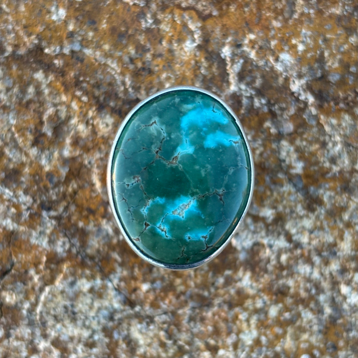 Triple-Shank Ring with Large Fox Turquoise