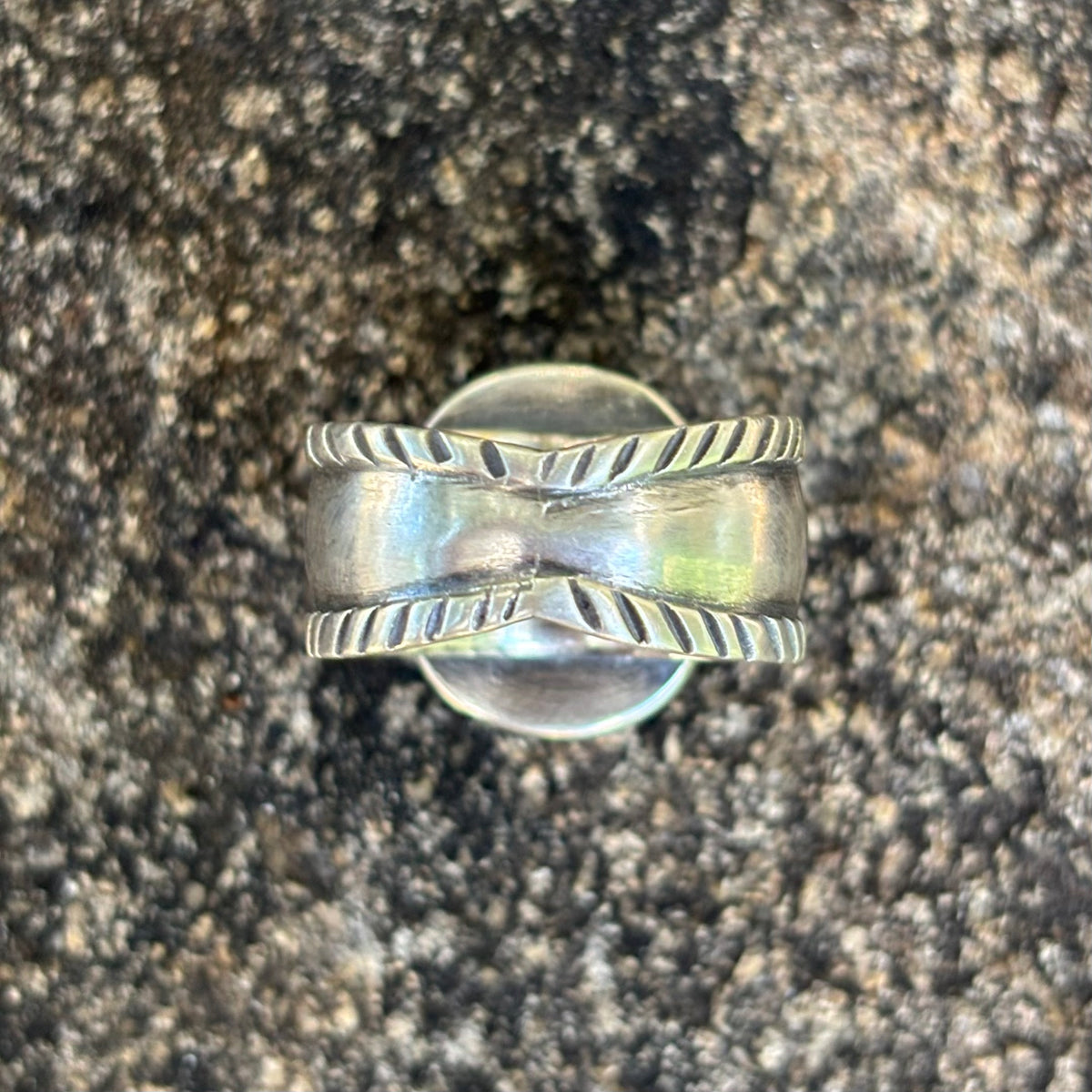 Chased Ring with Royston Turquoise