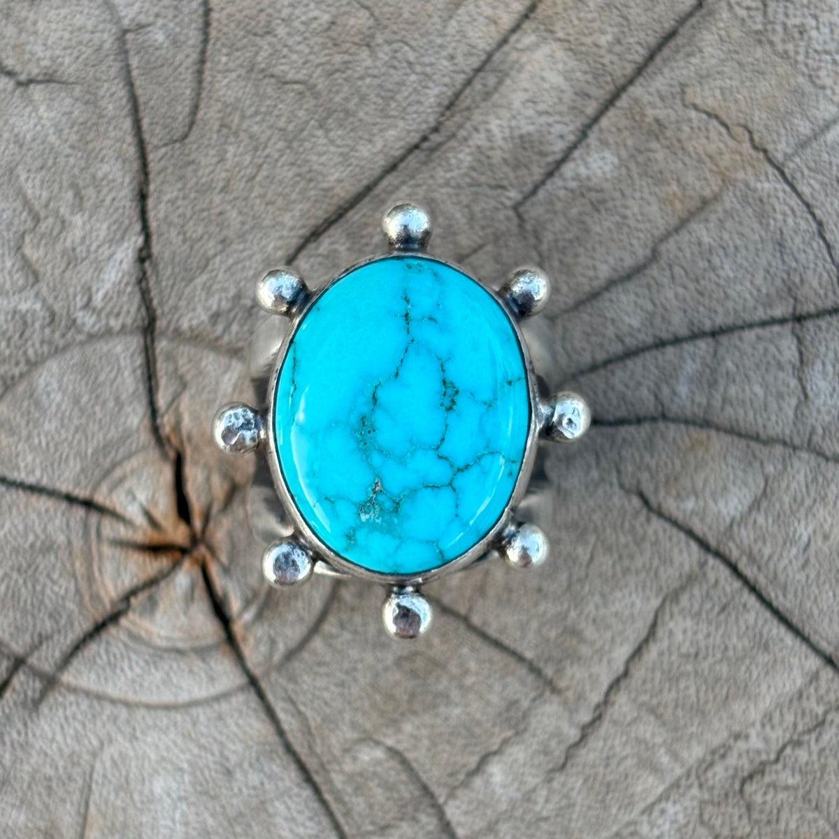 Triple-shank Burst Ring With Fox Turquoise