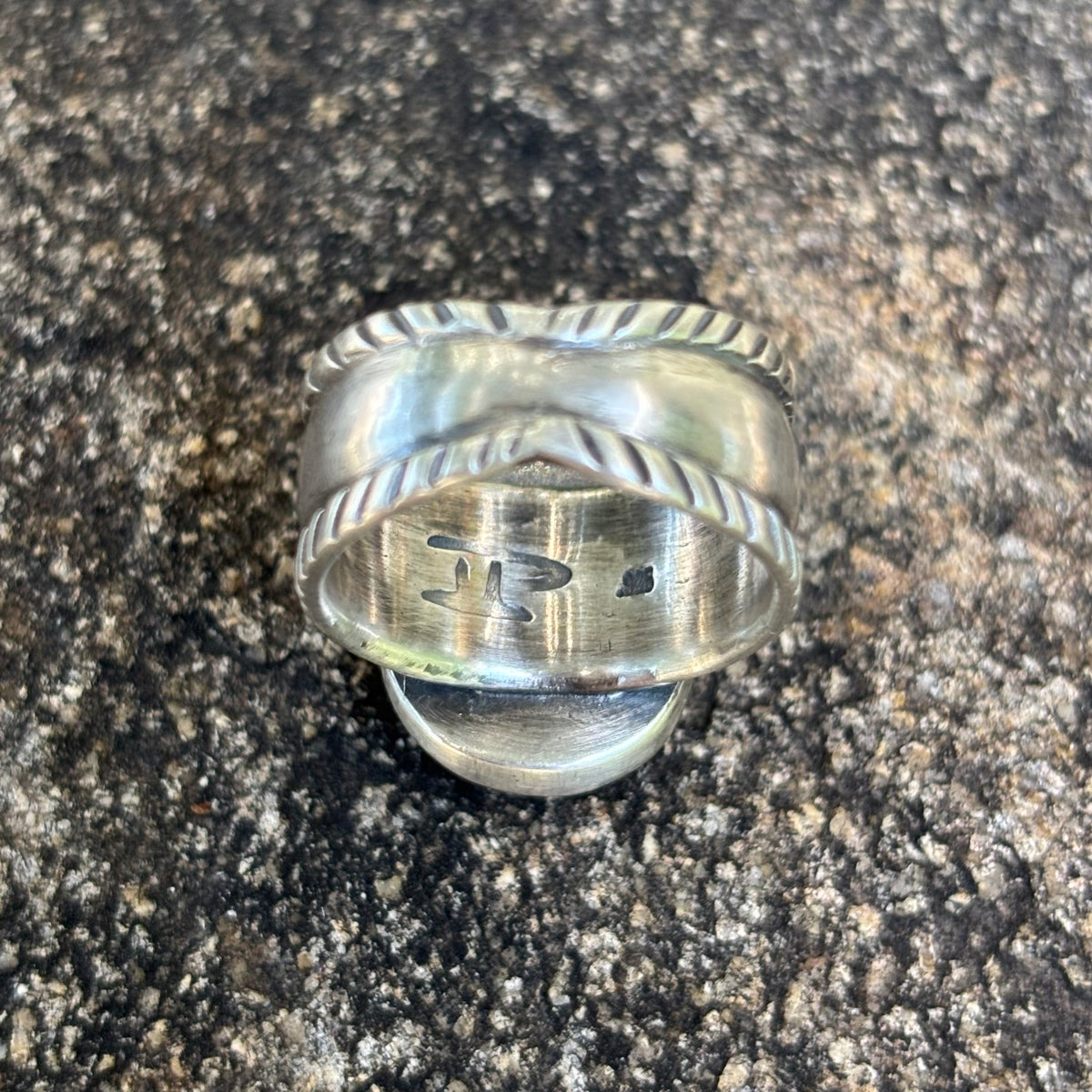 Chased Ring with Royston Turquoise