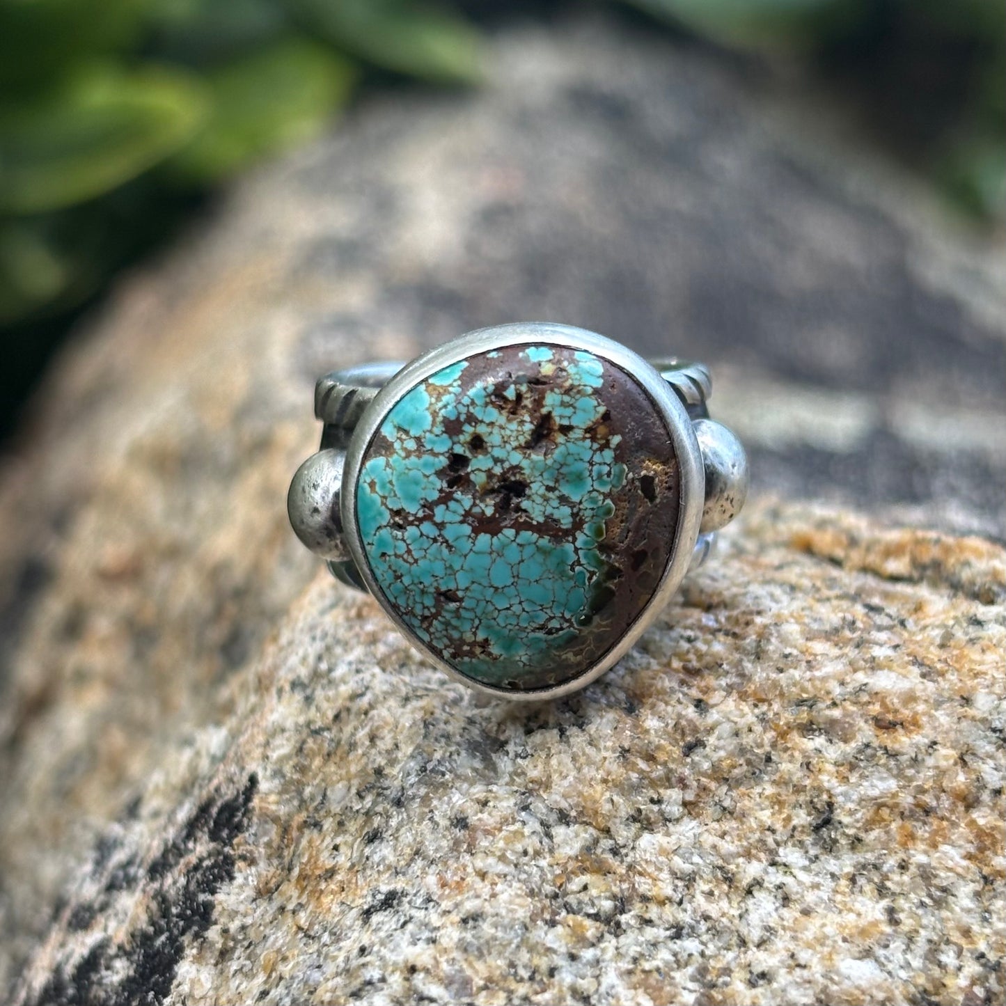 Chased Ring with Cheyenne Turquoise