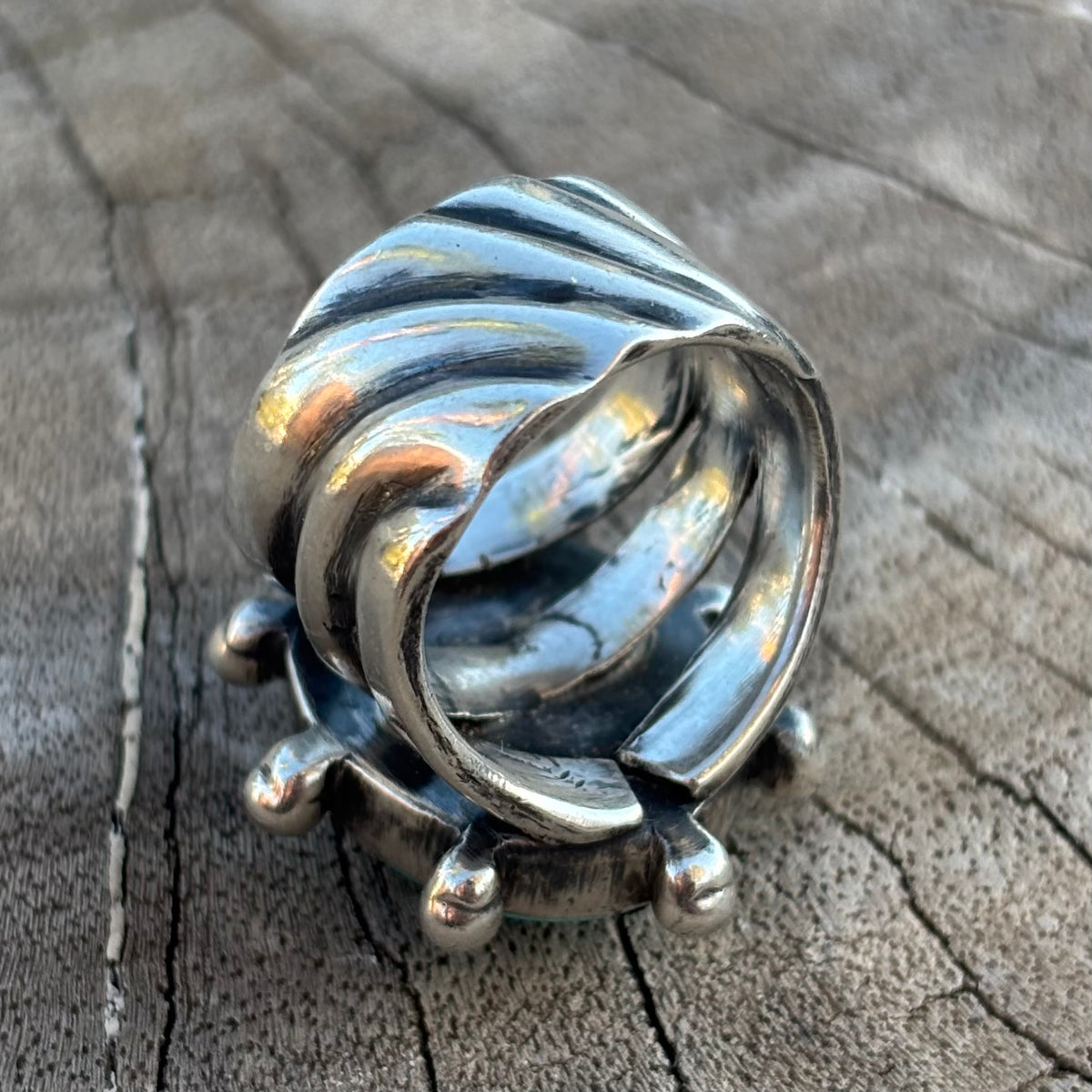 Triple-shank Burst Ring With Fox Turquoise