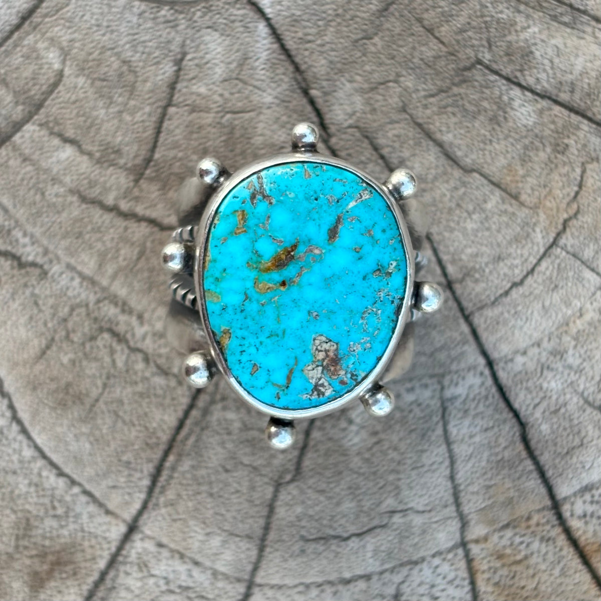 Split-shank Burst Ring with Pilot Mountain Turquoise