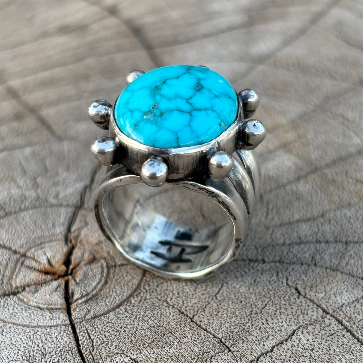 Triple-shank Burst Ring With Fox Turquoise