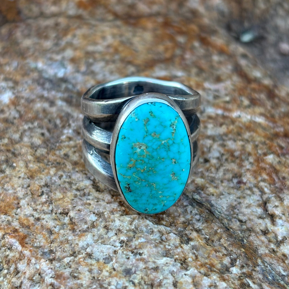 Triple-shank ring with Fox Turquoise