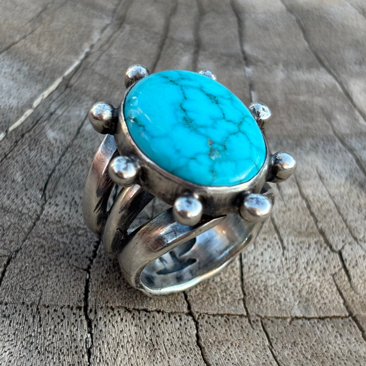 Triple-shank Burst Ring With Fox Turquoise