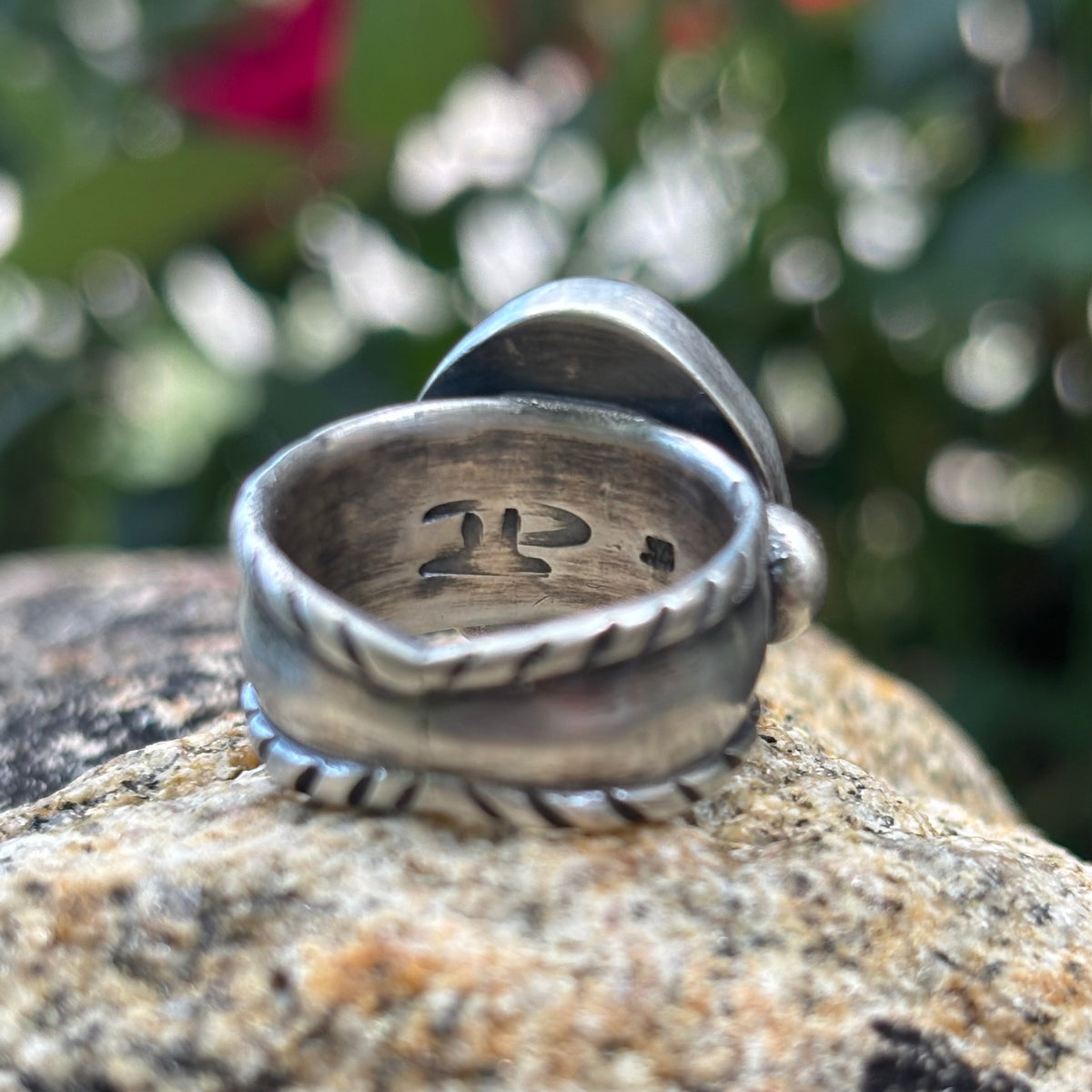 Chased Ring with Cheyenne Turquoise