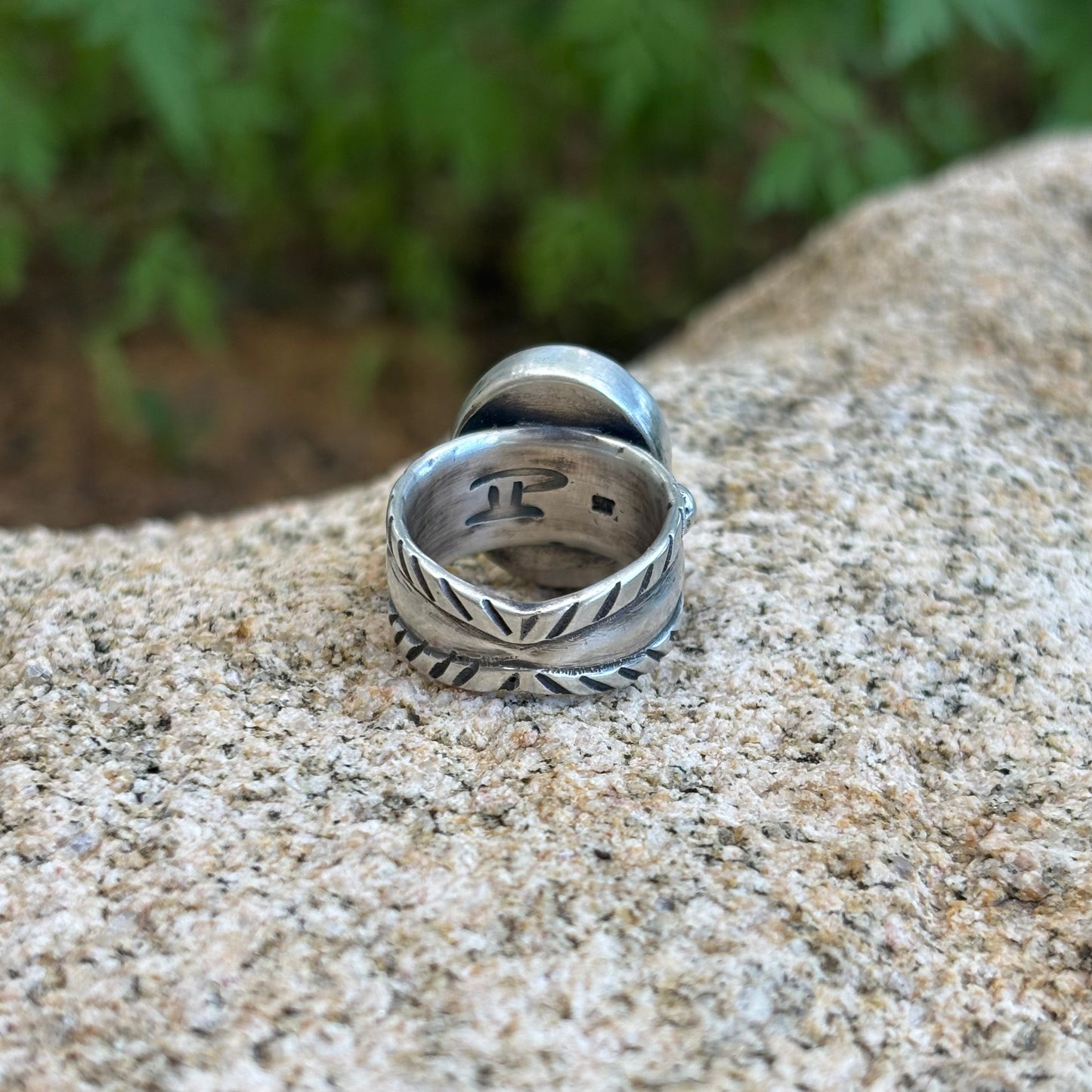 Chased Ring with Royston Turquoise