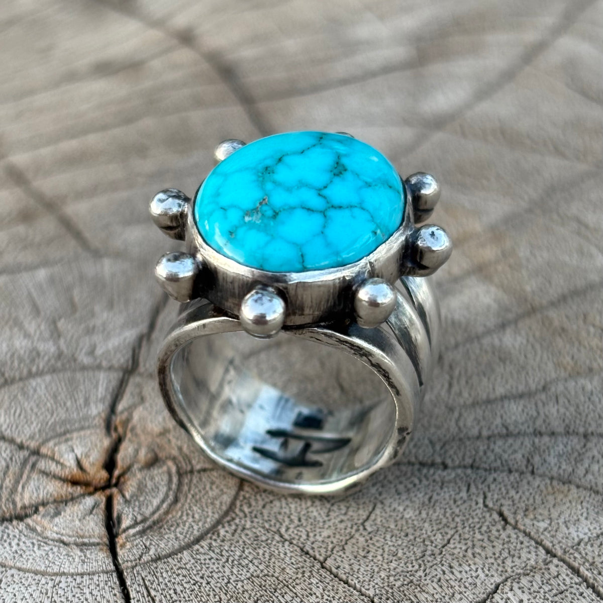 Triple-shank Burst Ring With Fox Turquoise