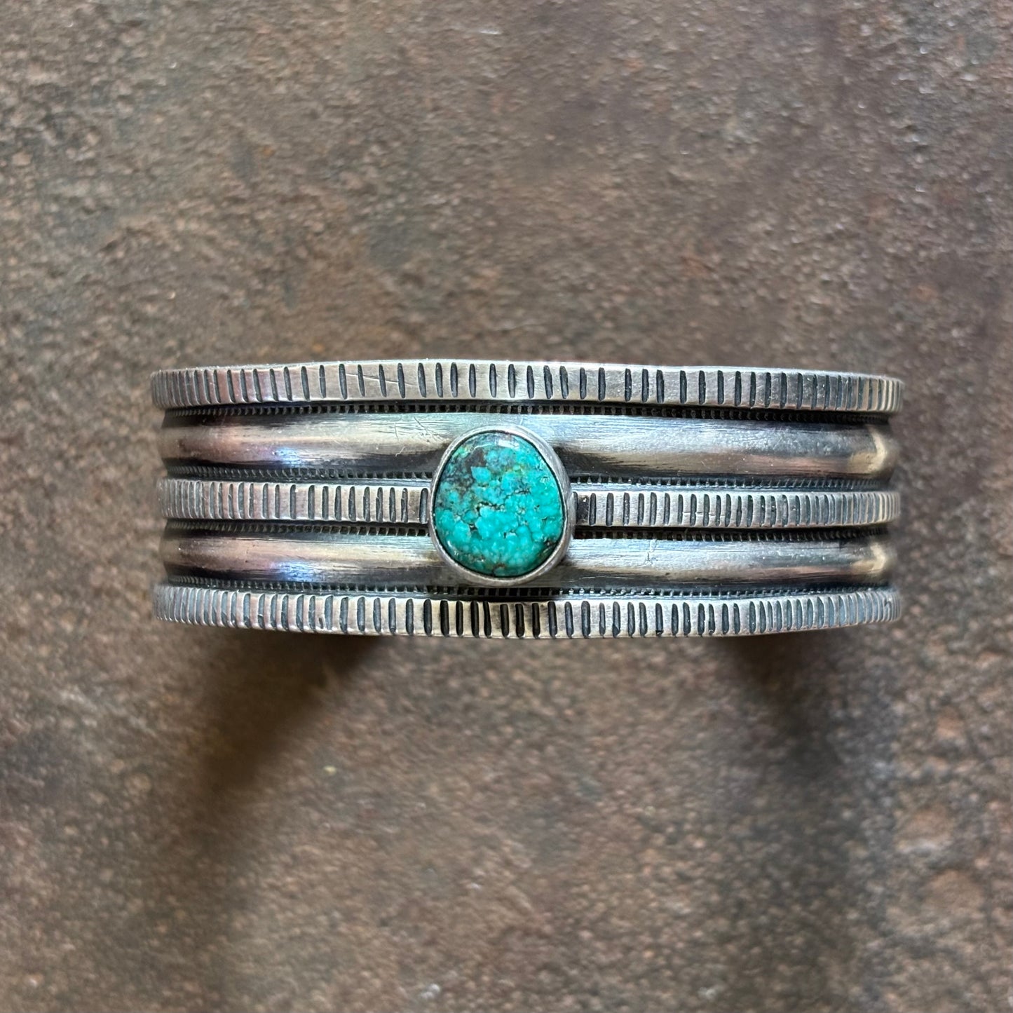 Coin Silver Three Rope Bracelet with Cheyenne Turquoise