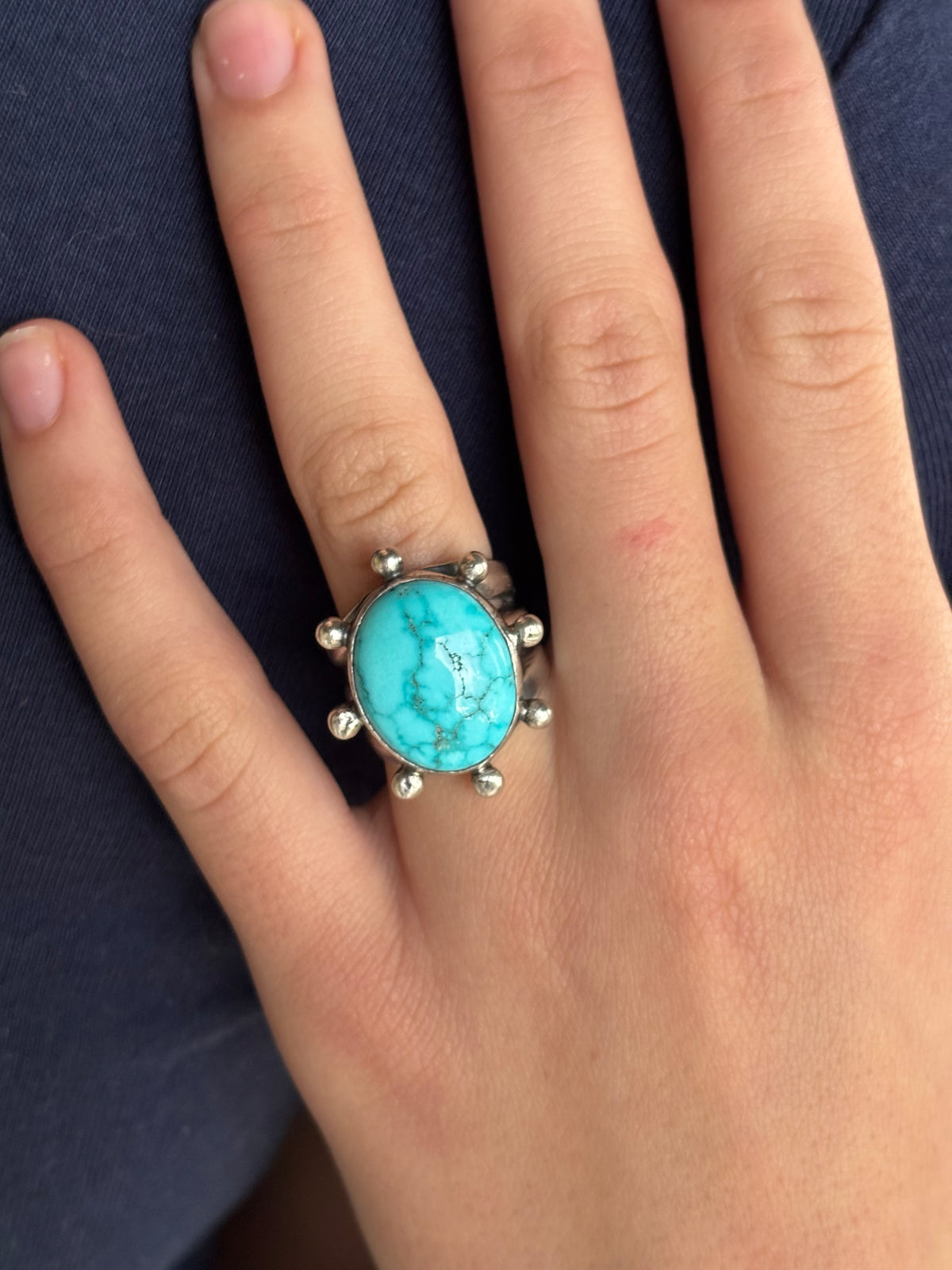 Triple-shank Burst Ring With Fox Turquoise