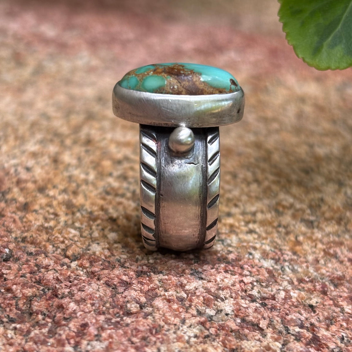 Chased Ring with Royston Turquoise