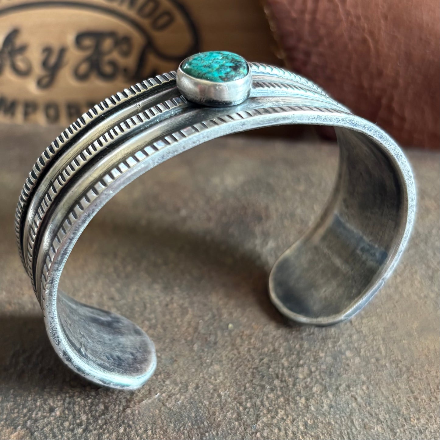 Coin Silver Three Rope Bracelet with Cheyenne Turquoise