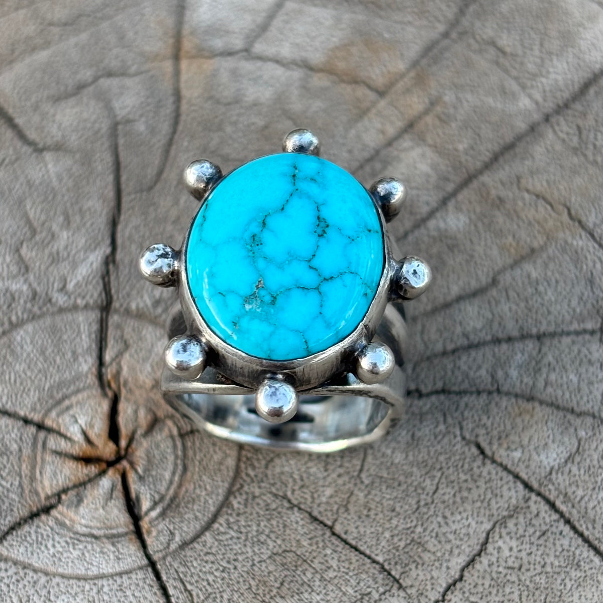 Triple-shank Burst Ring With Fox Turquoise