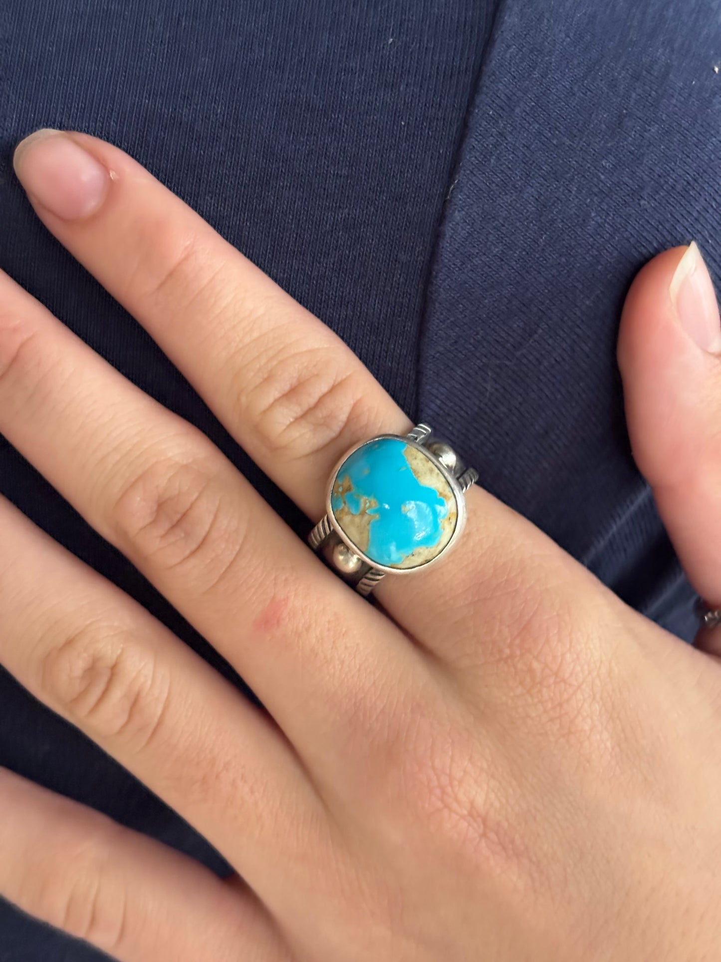 Chased Ring with Royston Turquoise