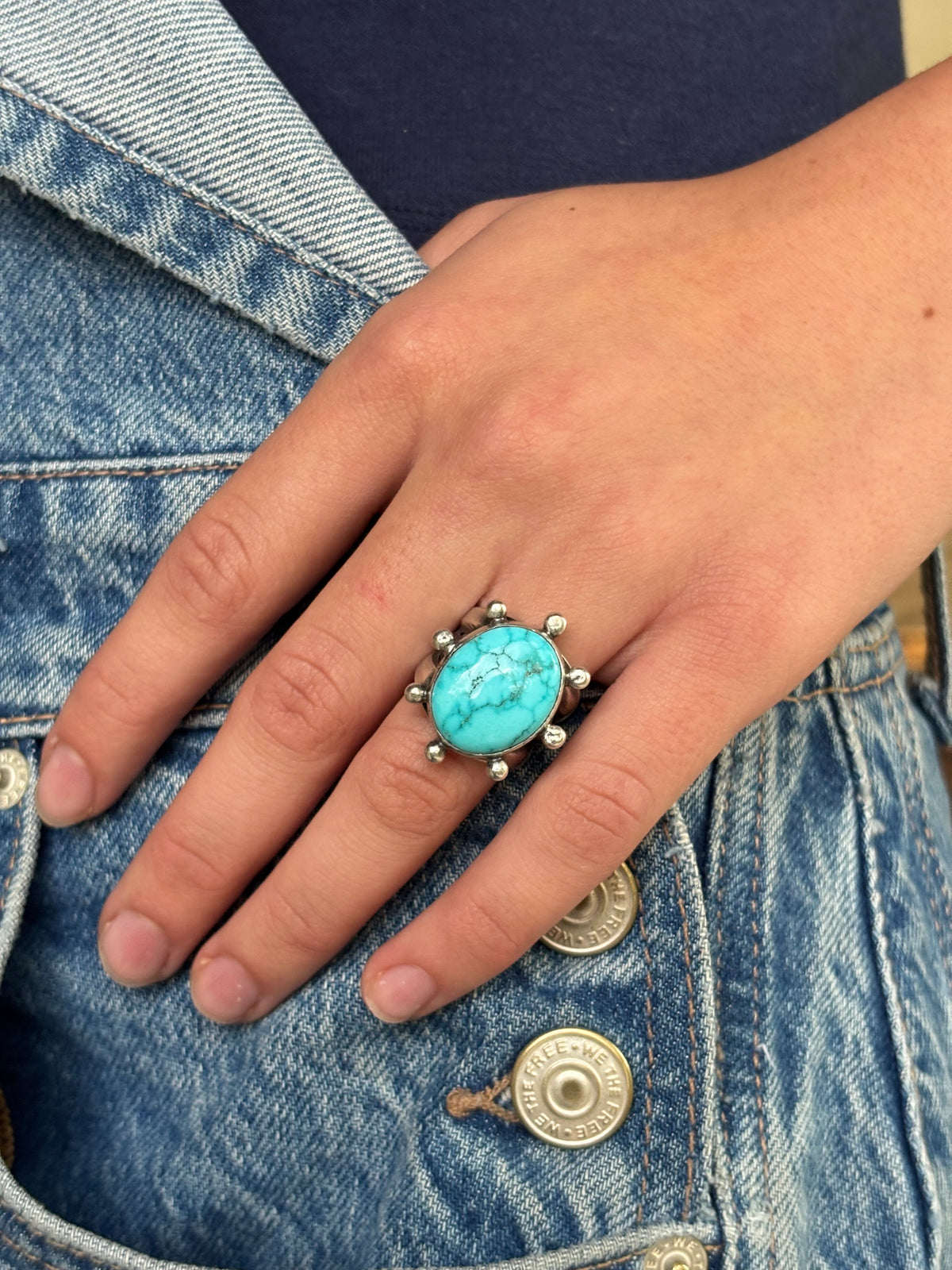Triple-shank Burst Ring With Fox Turquoise
