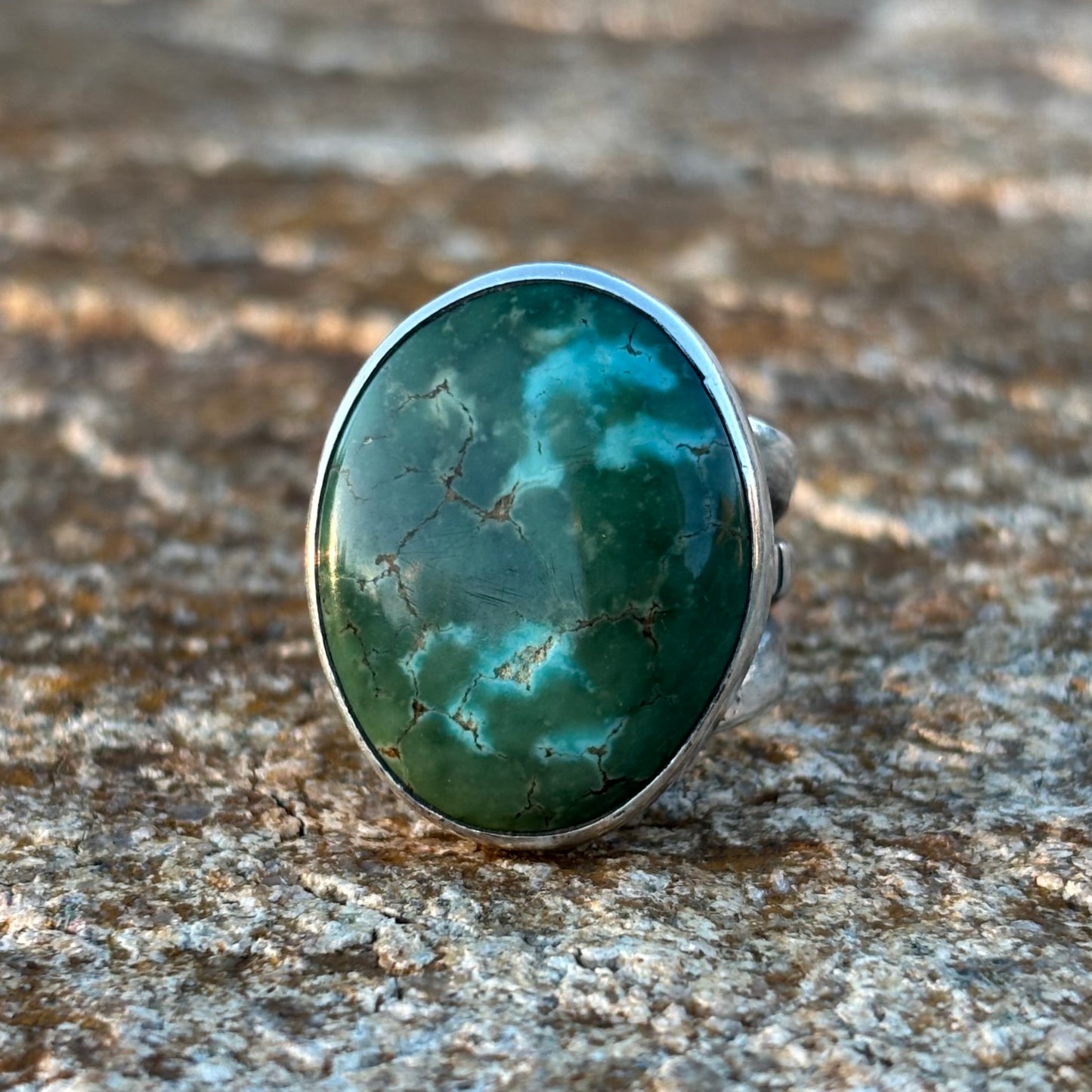 Triple-Shank Ring with Large Fox Turquoise