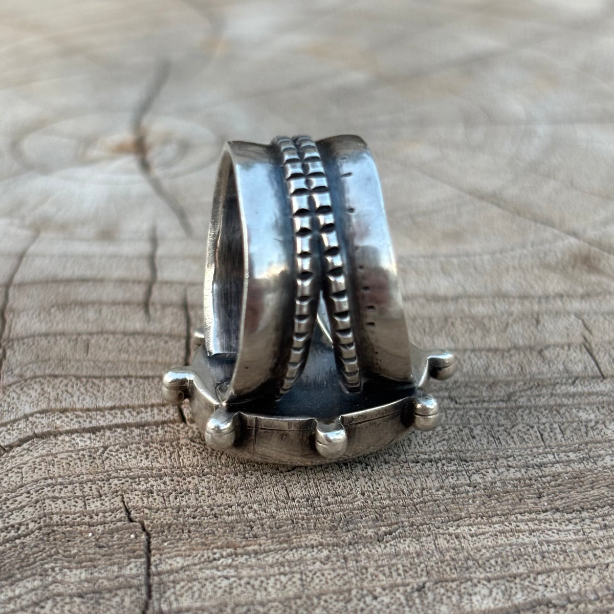 Split-shank Burst Ring with Pilot Mountain Turquoise
