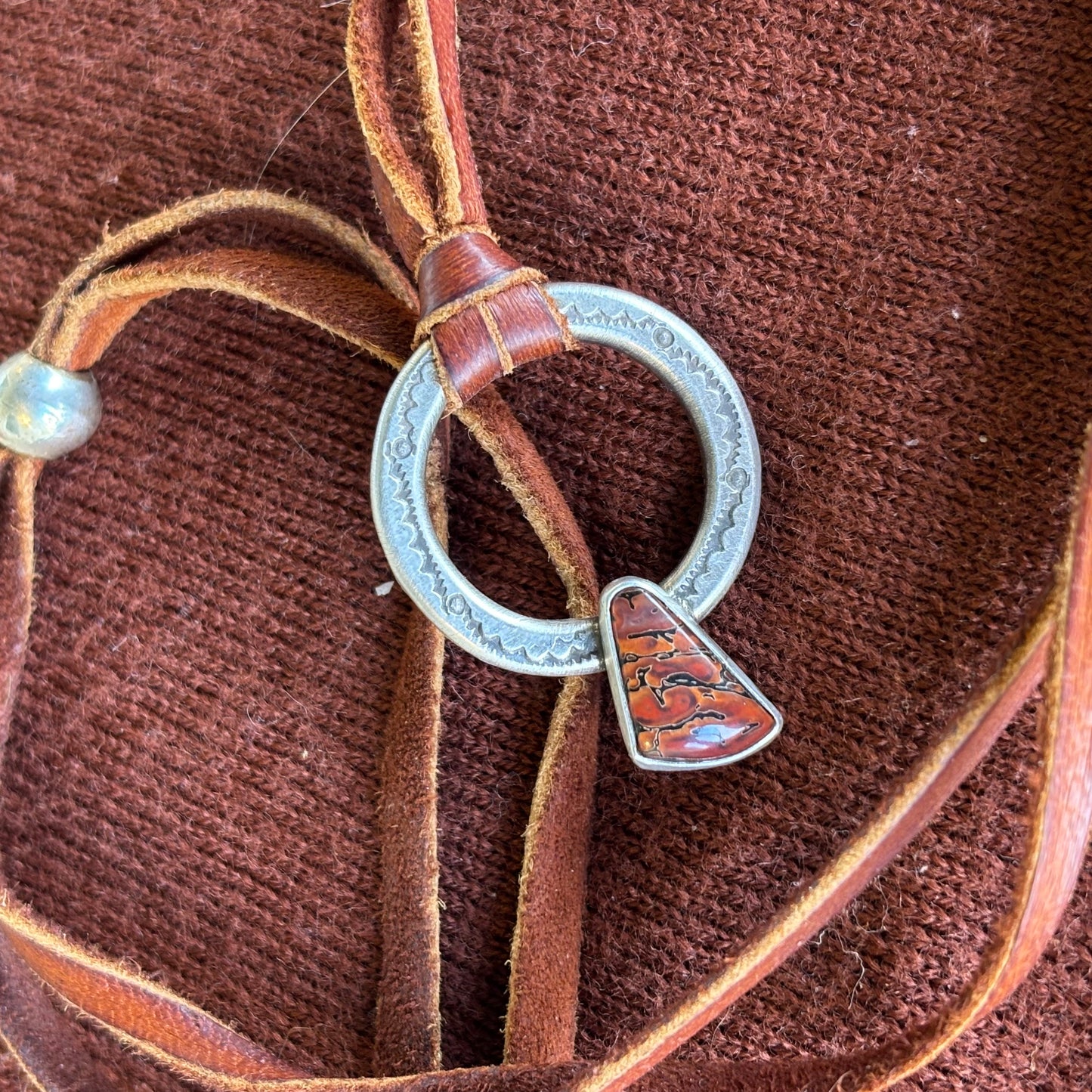 Traveler's Pendant with Fossilized Dinosaur Bone