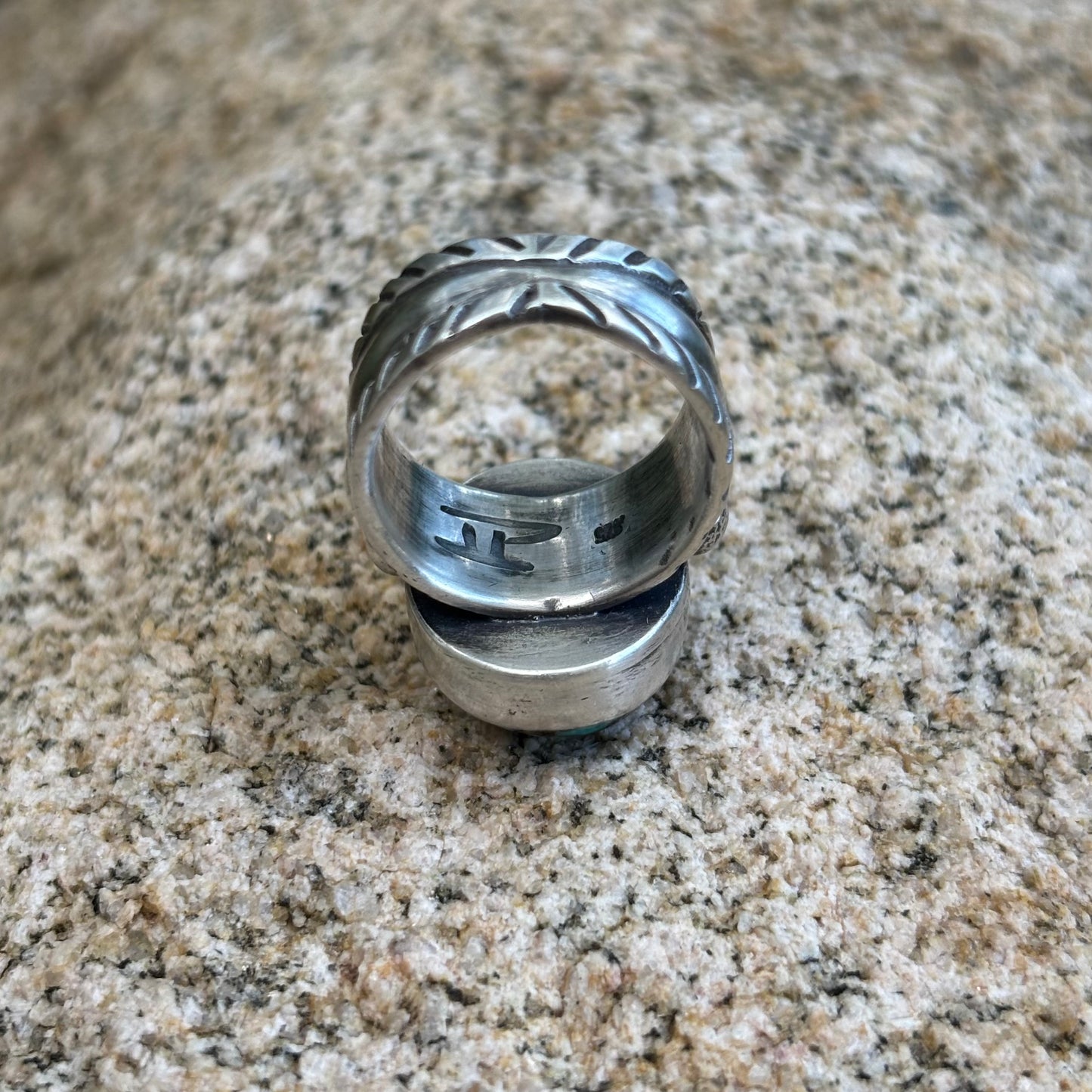 Chased Ring with Royston Turquoise